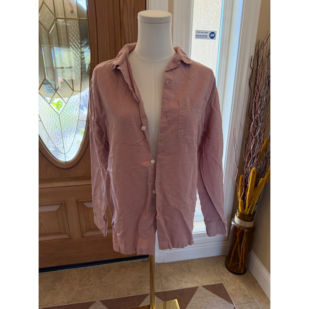Abercrombie & Fitch Pink Linen Blend Button Down Shirt XS 125S2257